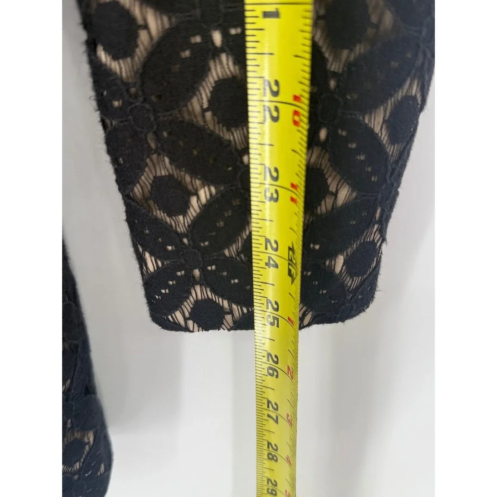 INC‎ Black Cotton Geometric Lace Trench Coat Womens Small Classic Feminine
